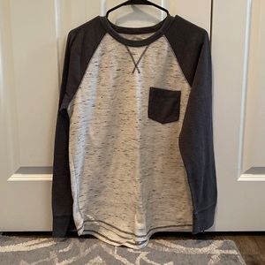 Mossimo Grey and White Long Sleeve Pocket Shirt